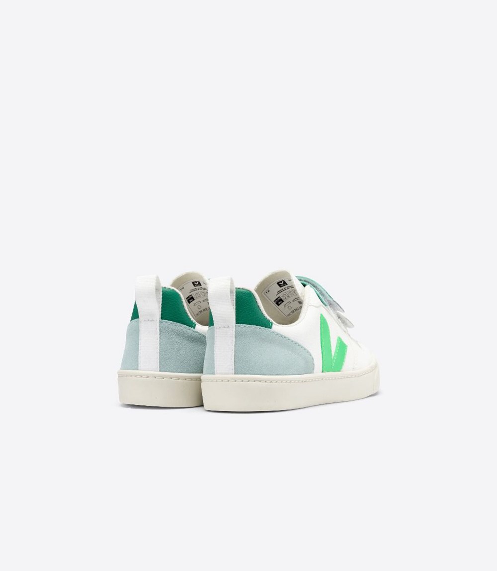 Veja Sneakers Kids - V-10 Velcro Chromefree - White/Green - 0347MYUBH